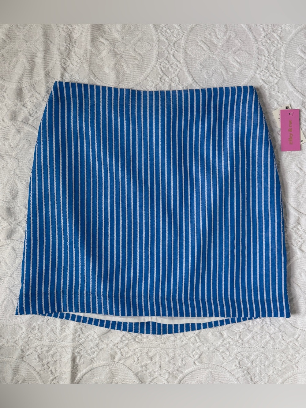 Riley & Rae Blue and White Vertical-Stripe Mini Skirt
